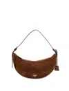 Prada Brown Suede Large Demi-lune Shoulder Bag