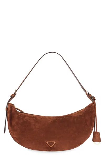 Prada Demi-lune Large Suede Shoulder Bag