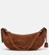 Prada Demi-lune Large Suede Shoulder Bag