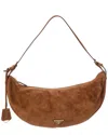Prada Demi-lune Large Suede Shoulder Bag In Brown