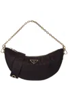 Prada Demi-lune Re-nylon Hobo Bag In Black