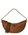 Prada Demi-lune Re-nylon Hobo Bag In Brown