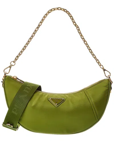 Prada Demi-lune Re-nylon Hobo Bag In Green