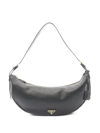 Pre-owned Prada Demi Lune Shoulder Bag In Black