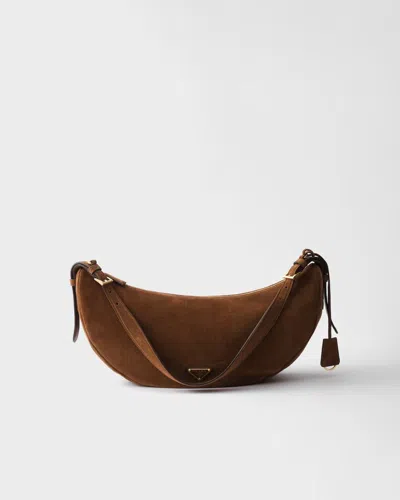 Prada Large Demi-lune Crossbody Bag In Brown