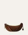 Prada Brown Suede Large Demi-lune Shoulder Bag