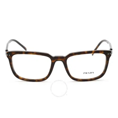 Prada Demo Rectangular Men's Eyeglasses Pr 13yv 2au1o1 55 In Brown
