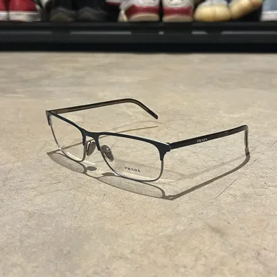 Pre-owned Prada Demo Square Half Rim Frames Glasses In Black