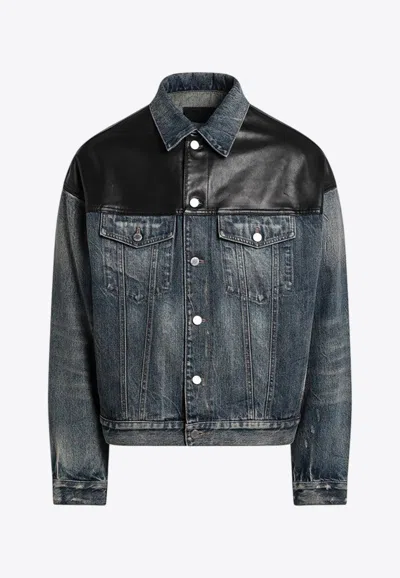 PRADA DENIM AND LEATHER JACKET