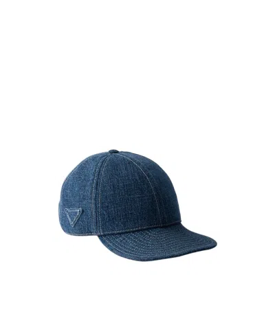 PRADA PRADA LOGO DENIM BASEBALL HAT