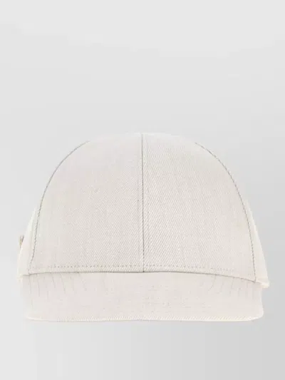 Prada Denim Baseball Cap Curved Brim Design In White