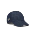 Prada Denim Baseball Cap In Navy