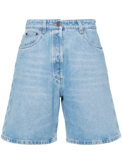 Prada Denim Bermudas In Blau