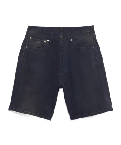 Prada Denim Bermudas In Blue