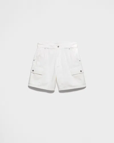 Prada Denim Bermudas In White