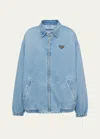 Prada Kapuzenjacke Mit Emaille-logo In F0bau Sky