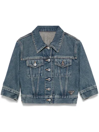 Prada Denim Blouson In F0008 Blue
