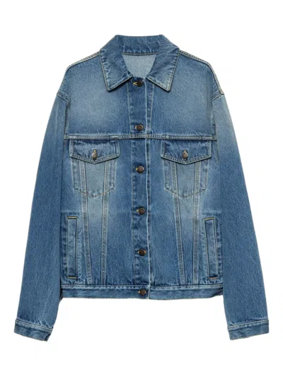 Prada Blousonjacke Aus Denim In Hellblau