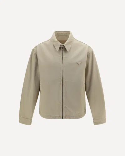 Prada Denim Blouson Jacket In Neutral