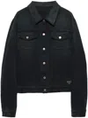 Prada Denim Blouson Jacket In Black