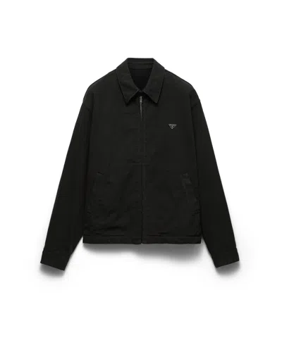 Prada Denim Blouson Jacket In Green