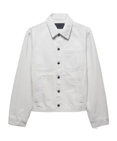 Prada Denim Blouson Jacket In Gray