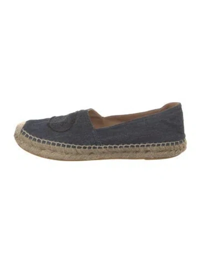 Pre-owned Prada Denim Colorblock Pattern Espadrilles In Blue