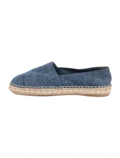 Pre-owned Prada Denim Colorblock Pattern Espadrilles In Blue