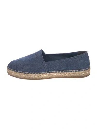 Pre-owned Prada Denim Colorblock Pattern Espadrilles In Blue
