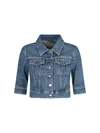 Prada Cropped Denim Jacket In Blue