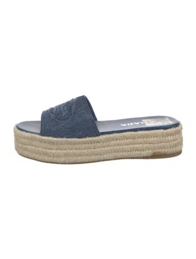 Pre-owned Prada Denim Embroidered Accent Espadrilles