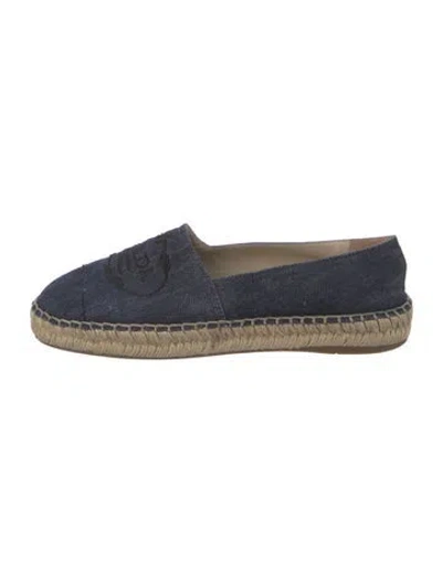 Pre-owned Prada Denim Embroidered Accent Espadrilles In Blue