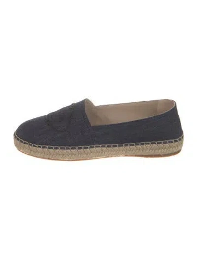 Pre-owned Prada Denim Embroidered Accent Espadrilles In Blue