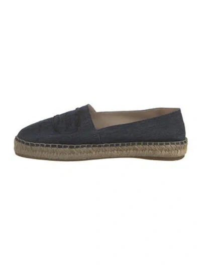 Pre-owned Prada Denim Embroidered Accent Espadrilles In Blue