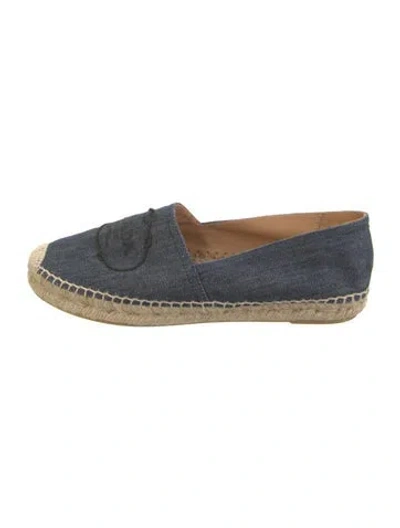 Pre-owned Prada Denim Embroidered Accent Espadrilles In Blue