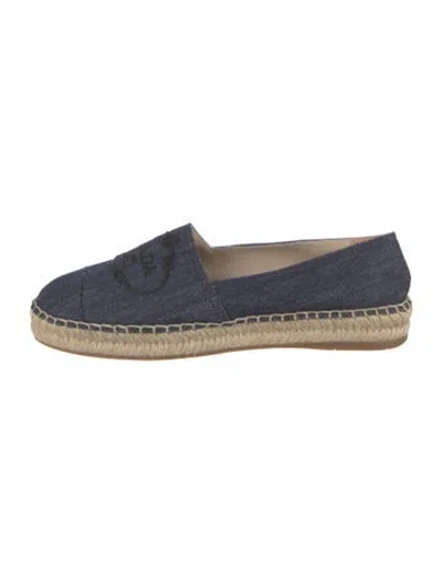 Pre-owned Prada Denim Embroidered Accent Espadrilles In Blue