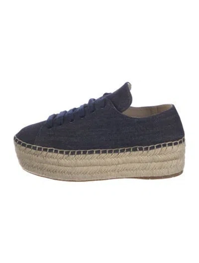 Pre-owned Prada Denim Espadrille Sneakers In Blue