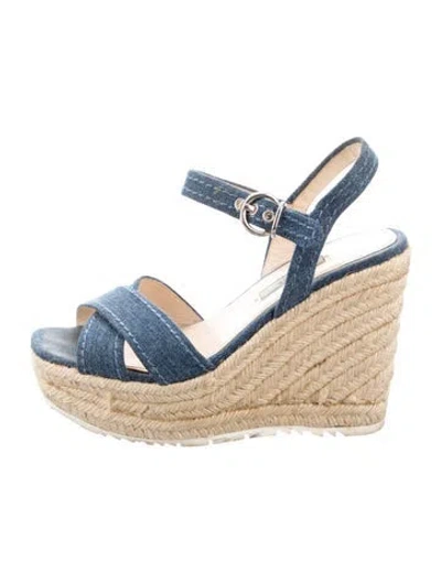 Pre-owned Prada Denim Espadrilles In Blue