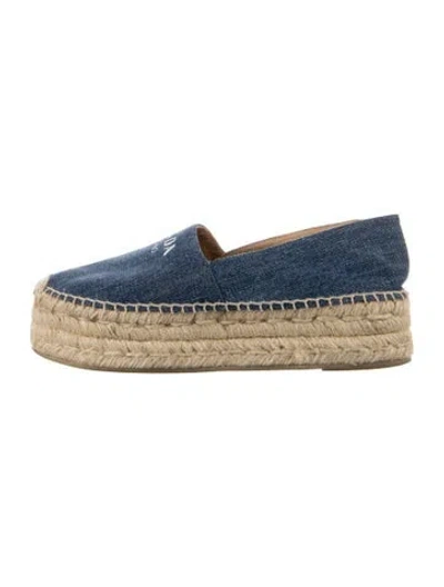 Pre-owned Prada Denim Graphic Print Espadrilles In Blue