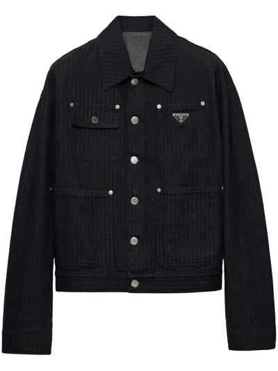 Prada Denim Jacket In Stripped
