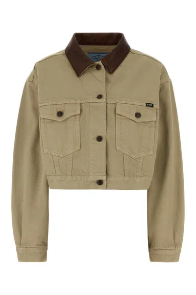 Prada Denim Jacket Blazer In Beige O Tan