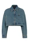 Prada Cropped Denim Jacket Featuring Buttoned Cuffs In Blue