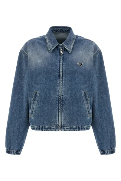 Prada Long Sleeve Denim Jacket In Blue