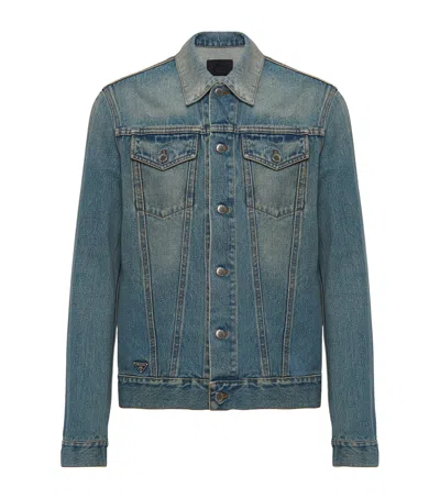 Prada Long-sleeved Denim Jacket In Blue
