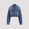 Prada Denim Cropped Jacket Flap Pockets In Light Blue