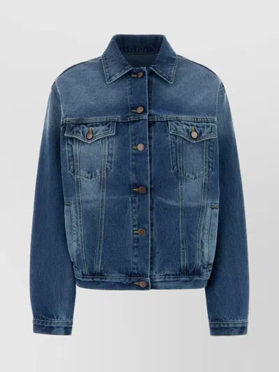 Prada Denim Jacket With Chest Pockets And Long Sleeves In Blue
