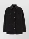 Prada Denim Jacket With Collar Contrast Pockets Sleeves In Black