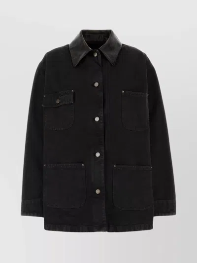 PRADA DENIM JACKET WITH COLLAR CONTRAST POCKETS SLEEVES