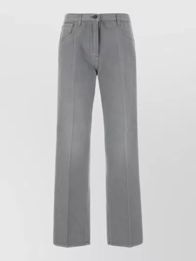 Prada Denim Jeans Straight Leg Belt Loops Pockets In Green