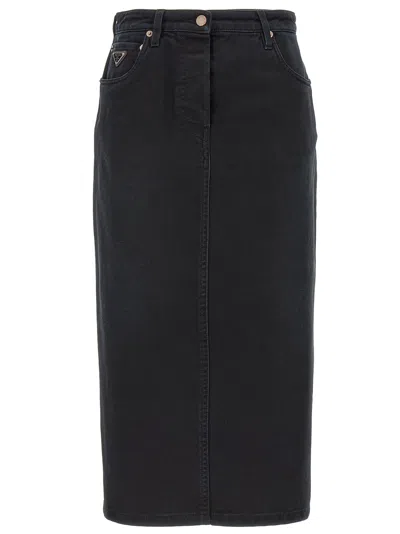 Prada Denim Maxi Skirt Skirts Black